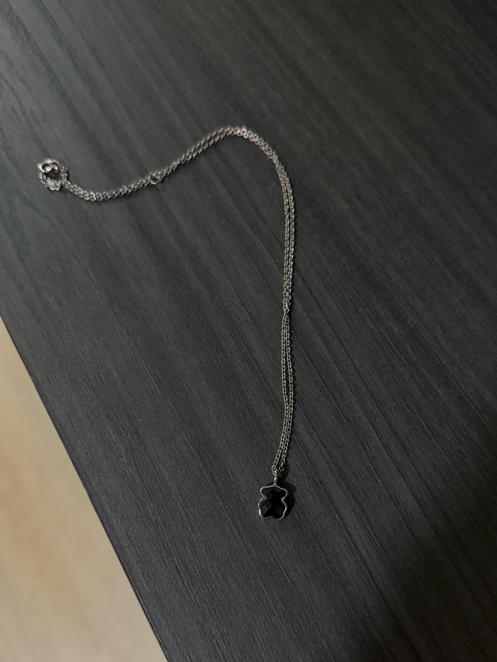 TOUS Silver Chain Necklace with Black Pendant